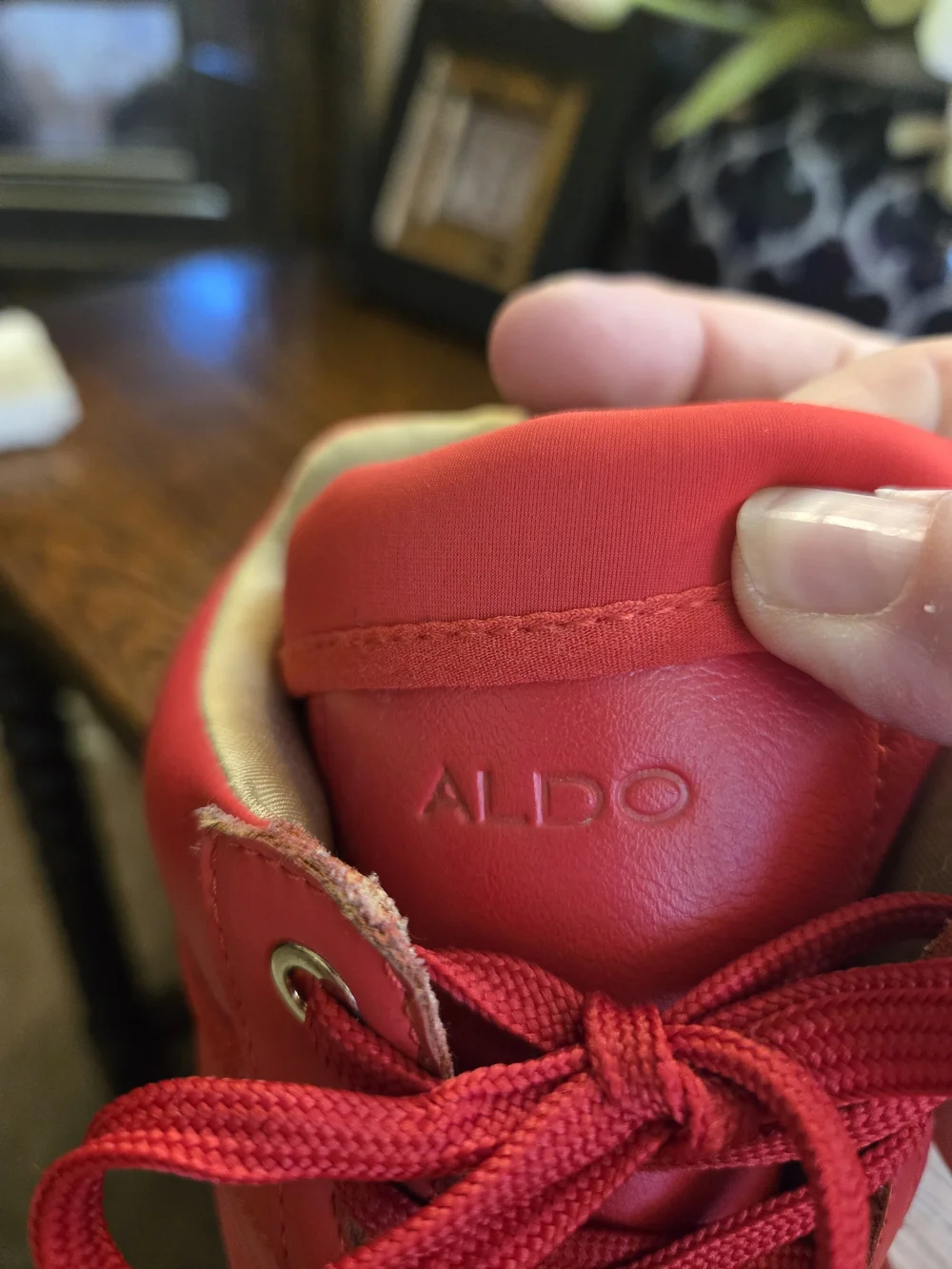 ALDO Women's Red High-Top Sneakers with Gold Heel Trim